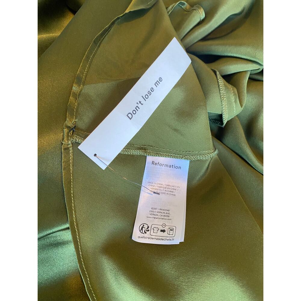 Reformation Olive Green Satin Halter Maxi Dress - Picture 5 of 12